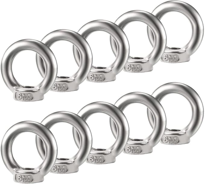 10 Stuks M6 Oogmoeren van 304 RVS - Draadmoeren voor Hefaccessoires en Bevestigingselementen