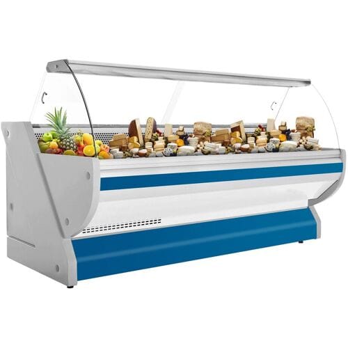 GGM Gastro Kühl-/ Fleischtheke - 3000mm - Blau - mit Fleischlicht & beleuchteter Frontblende
