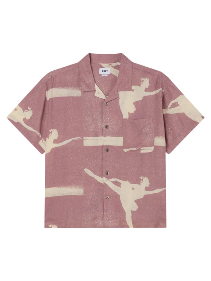 Obey Jacques cuban shirt korte mouwen - mauve multi