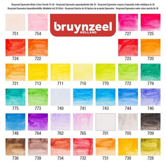 Aquarelkrijtjes - BRUYNZEEL - Expression - Doos van 36 - Zeshoekig - Stift 2,9 mm
