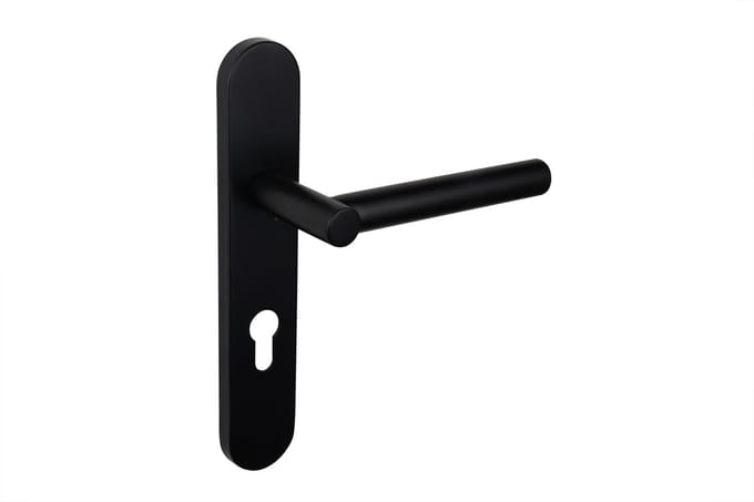 Lavuzo deurkruk Grosetto Zwart met afgerond schild PC72 | Per set | Deurklink met schild