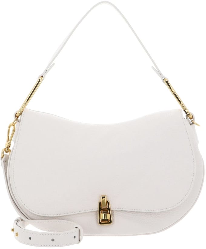 COCCINELLE Leren Schoudertas Coccinelle Magie Soft Handbag Grained Leather Blanco Crème