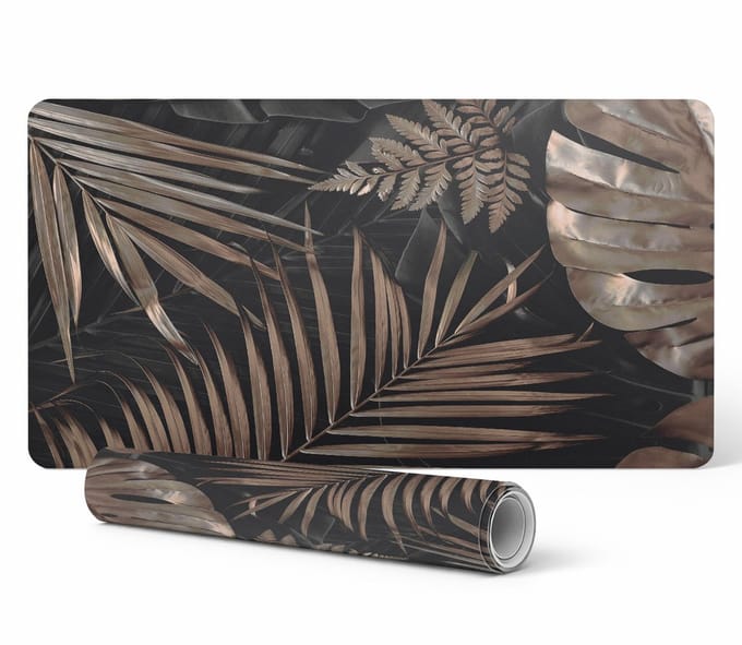 Antislip beschermmat voor op het bureau met tropisch bladerpatroon 90x45 cm