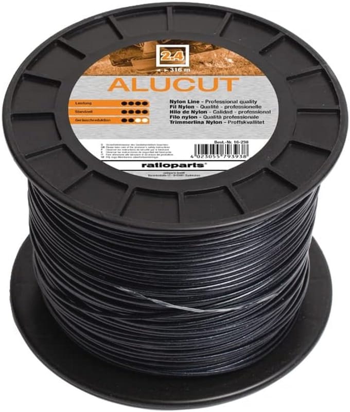Trimmerdraad 2,4 mm 4-kant zwart - 316m Nylon Draad Aluminium Cut