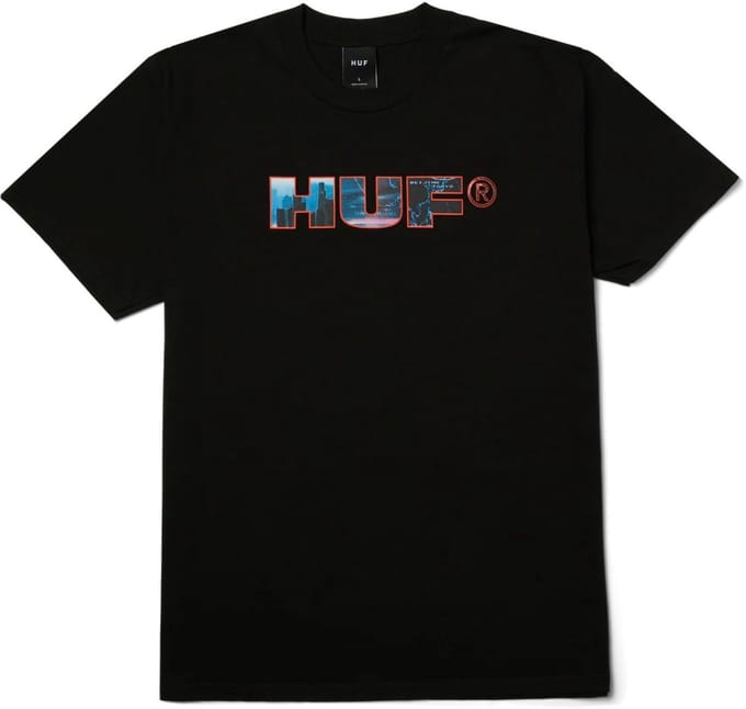 HUF Flight Path SS Casual T-shirt heren Zwart M