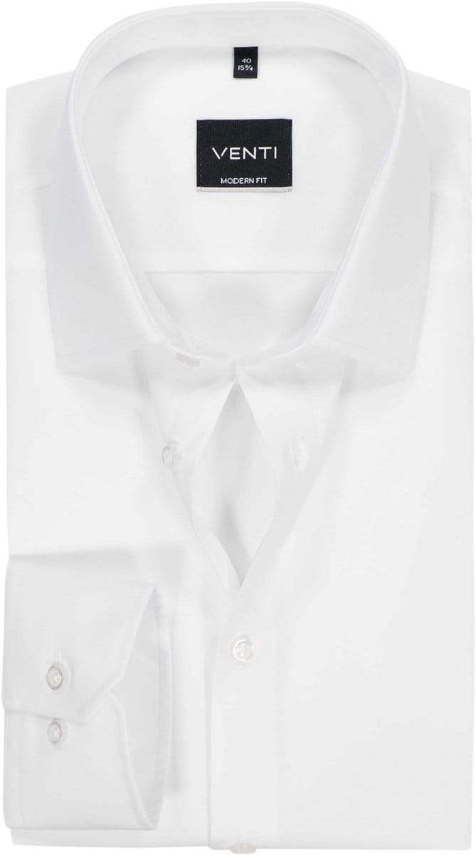 VENTI modern fit overhemd - mouwlengte 7 - wit - Strijkvrij - Boordmaat: 46 (EU maat: XXL)