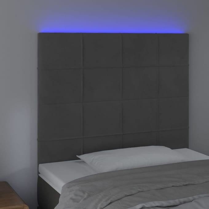 vidaXL - Hoofdbord - LED - 100x5x118/128 - cm - fluweel - donkergrijs