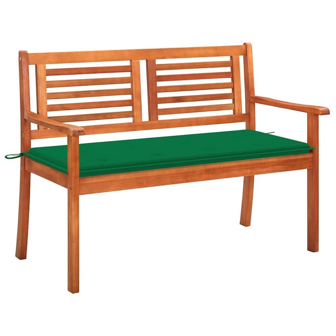 vidaXL - Tuinbank - 2-zits - met - kussen - 120 - cm - massief - eucalyptushout