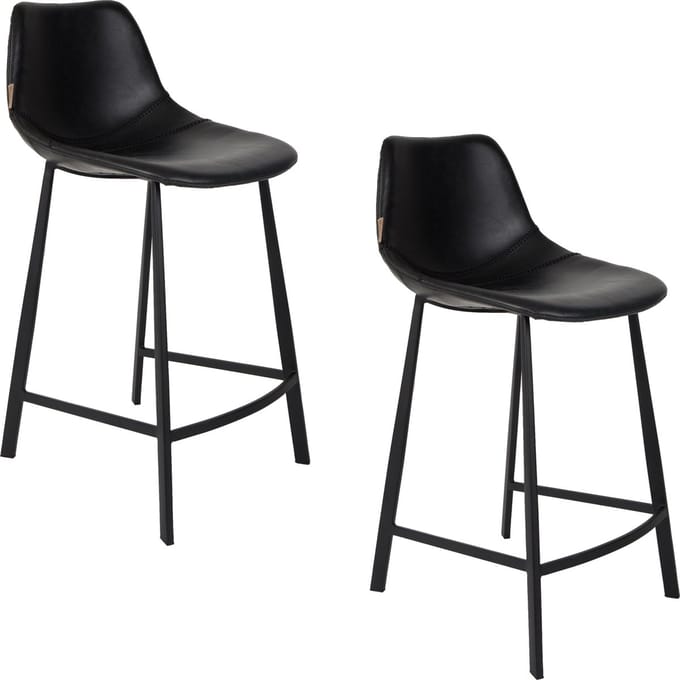 Dutchbone Franky Barkrukken rugleuning 65 cm Zwart - Set van 2