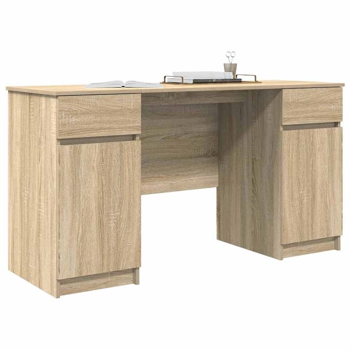 vidaXL - Bureau - Sonoma - eiken - Bewerkt - hout - 140 - x - 49 - x - 76 - cm