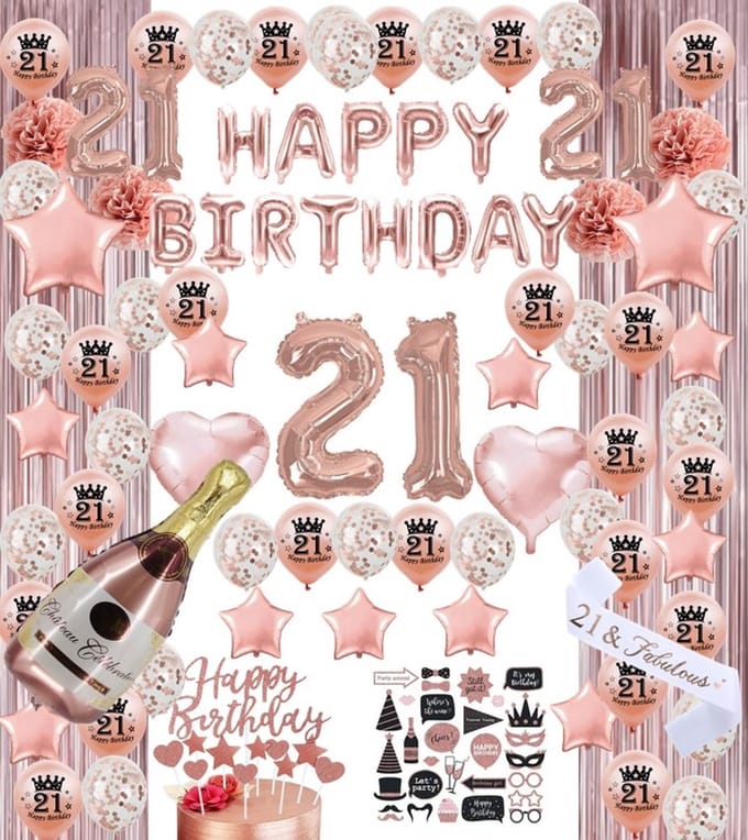 FeestmetJoep® 21 jaar verjaardag versiering & ballonnen - Rose goud