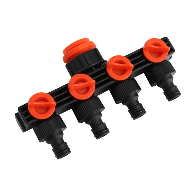 4-weg tuinslangsplitters Kraanomstelling Kraanslangconnector Slangpijpsplitter 4-weg water black