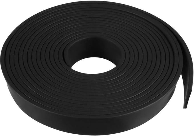 Massieve rubberen strip 15 mm breed, 2 mm dik, 3 meter lang, zwart