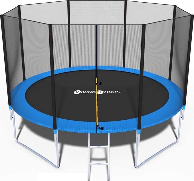 Trampoline - 404 cm - met net & ladder - blauw - tot 150 kg belasting