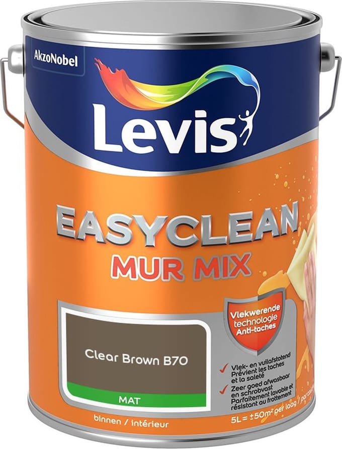 Levis - Easyclean Mur Mat Mix - Clear Brown B70 - Mengverf - 5 L