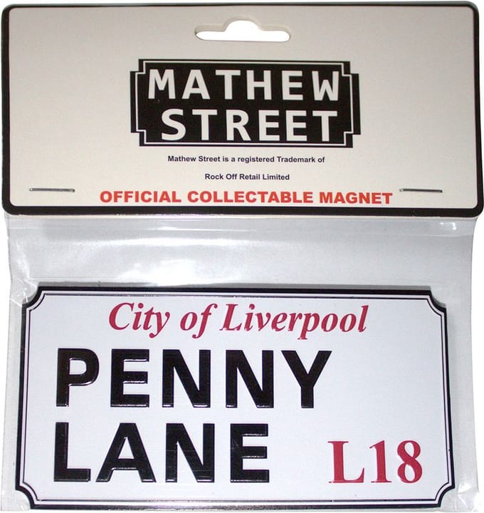 - Penny Lane Liverpool Sign Embossed Koelkastmagneet - Wit