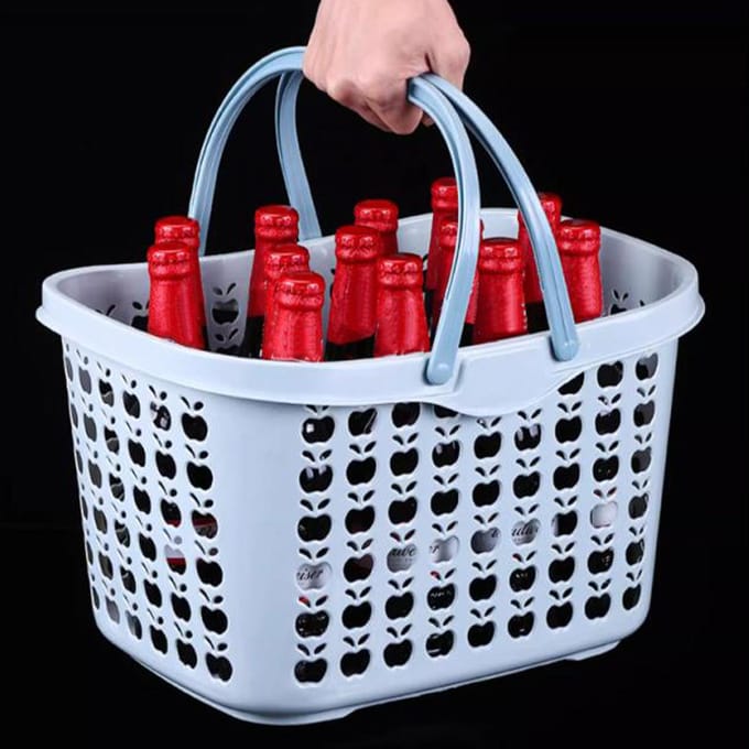 Plastic Handmand Mand Grote Capaciteit Stabiele Ondersteuning Draagbare Picknickmand Bier Mand voor Buiten white