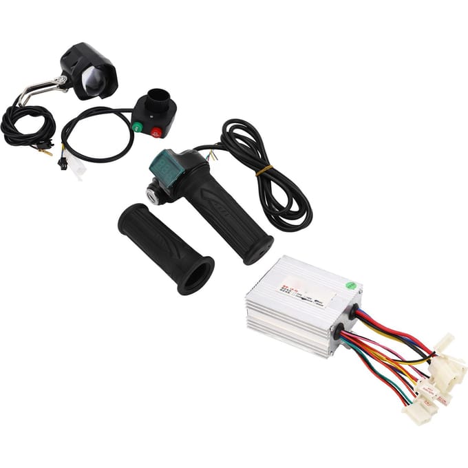 48V 500W elektrische fiets gashendelcontroller kit, stabiele elektrische fietscontroller stuurkit met koplamp black