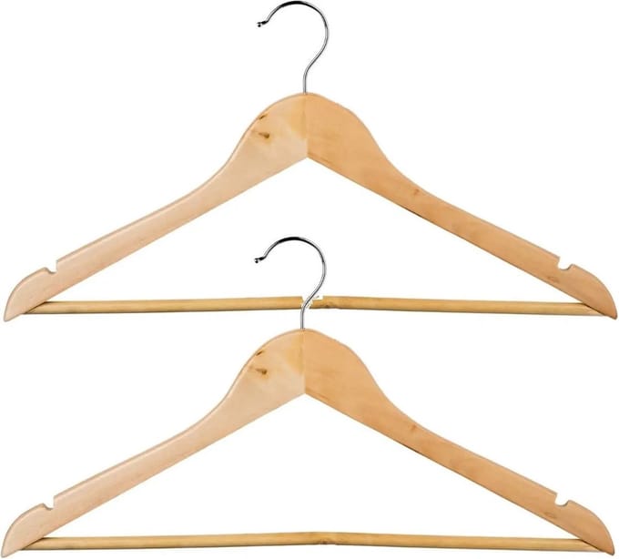 Five Kledinghangers - 24x - hout - 45 x 23 cm - kleerhangers
