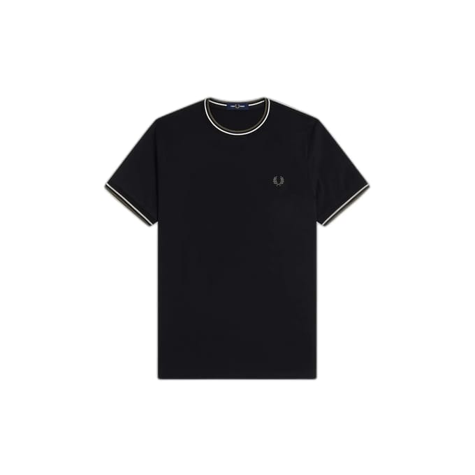 Fred Perry Twin tipped t-shirt - black ecru laurel wreath green