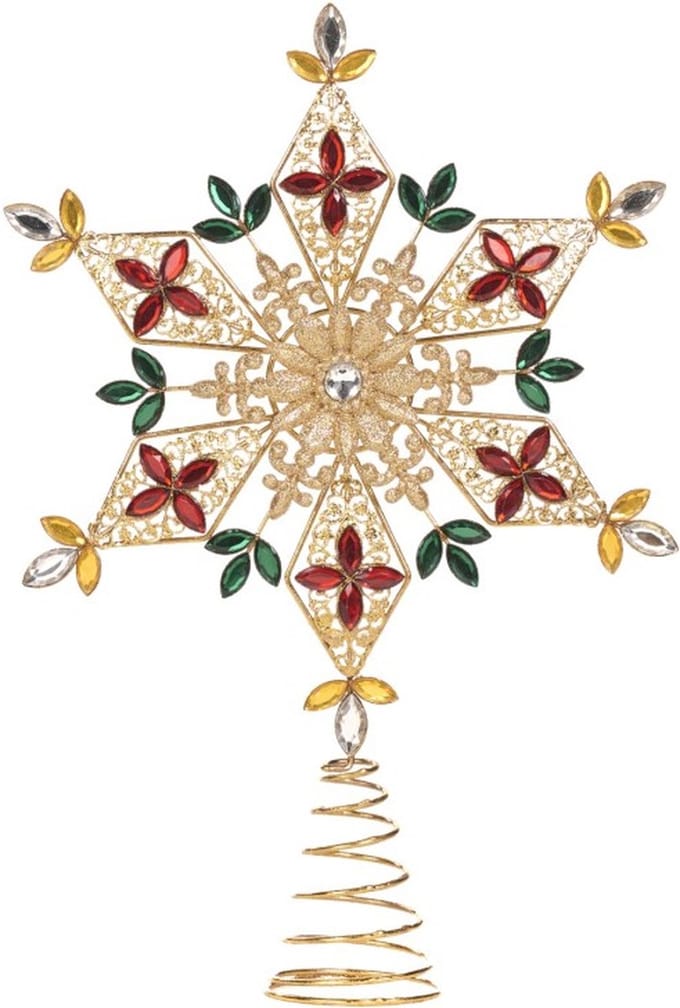 Goodwill Kerstboompiek-Piek Ster Goud-Rood 38 cm