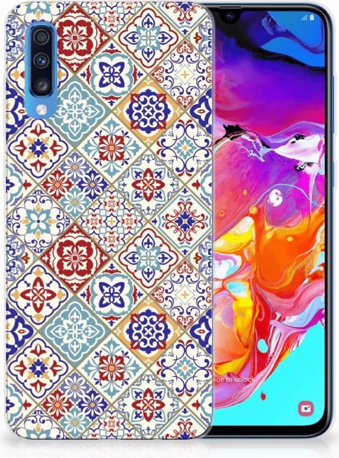 Samsung Galaxy A70 TPU Siliconen Hoesje Tiles Color