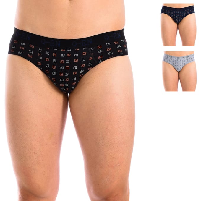 Pack-3 Q-EN Slips bedrukte ademende stof 504 heren