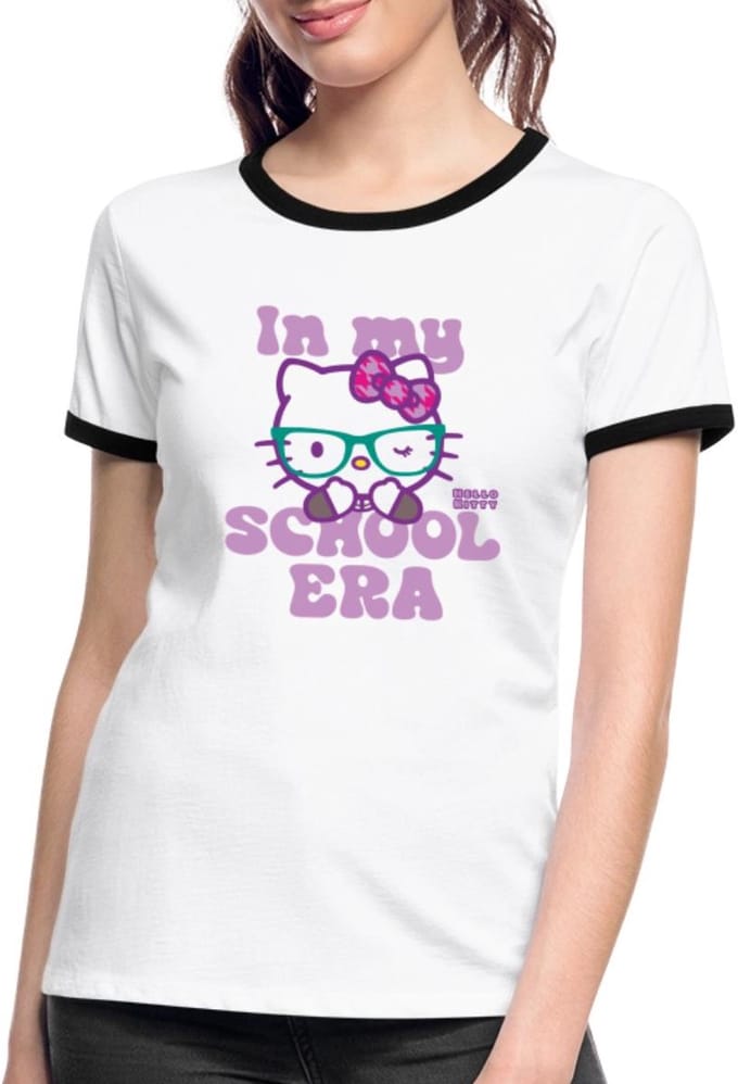 Hello Kitty Met Bril In My School Era Vrouwen Contrast Shirt