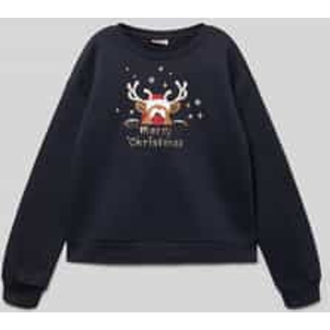 Regular fit sweatshirt van een mix van katoen en viscose, model 'YDA LIFE XMAS'
