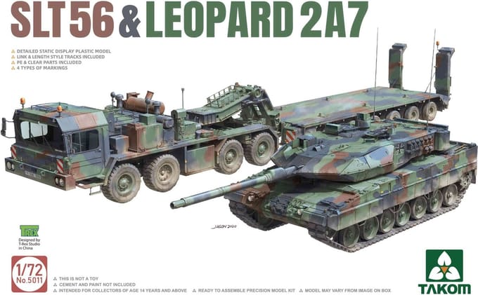 Takom Modelbouwpakket Militaire voertuigen - 5011 SLT56 - Leopard 2A7 Tank Plastic - 1:72 - Modelbouw