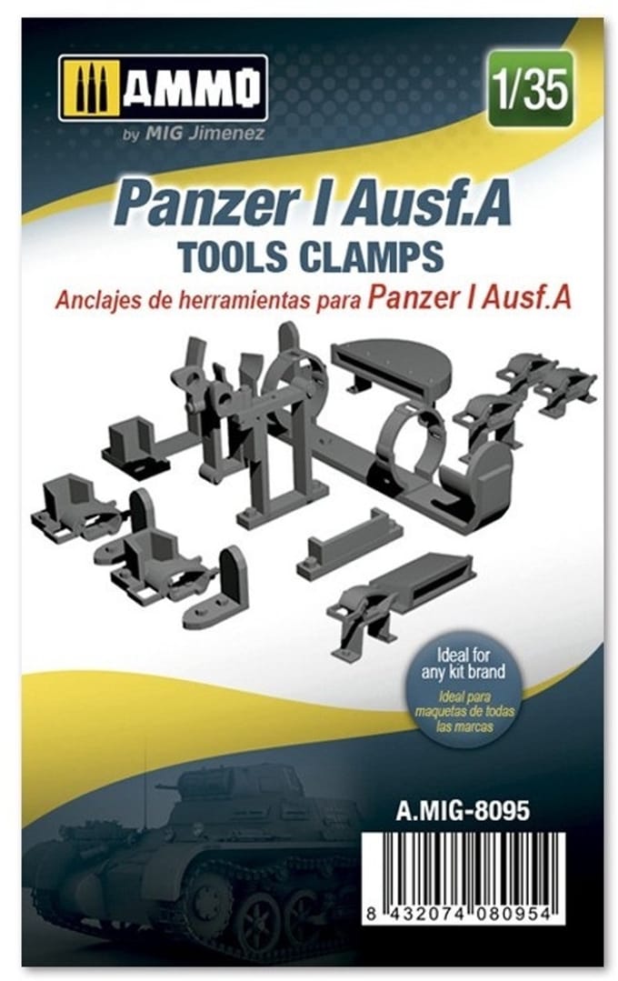 AMMO by Mig Jimenez Modelbouwpakket - AMMO MIG 8095 Panzer I Ausf.A Tools Clamps Resin onderdeel - 1:35 - Modelbouw
