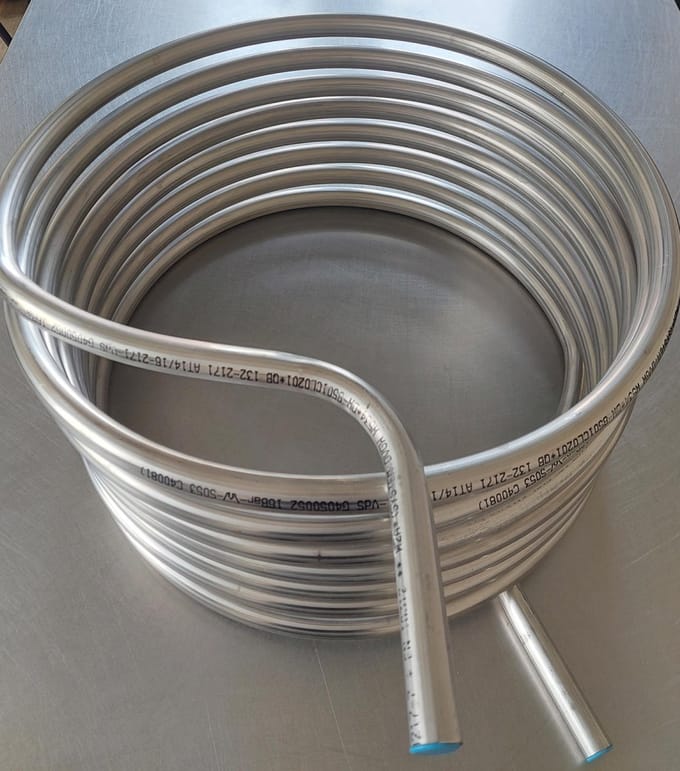 zwembadverwarming rvs warmtewisselaar voor oliedrum 49 cm lengte 12 meter houtgestooktezwembadverwarming
