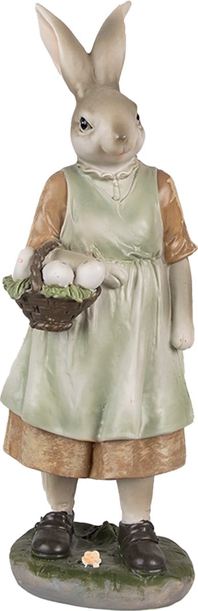 Clayre & Eef Beeld Konijn 25 cm Bruin Groen Polyresin