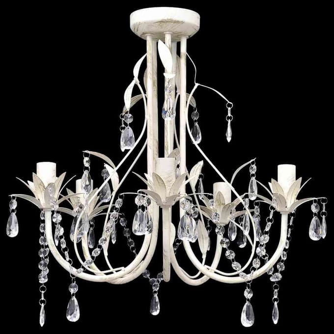 vidaXL - Kristallen - kroonluchter - met - wit - elegant - design - (5 - lampen)