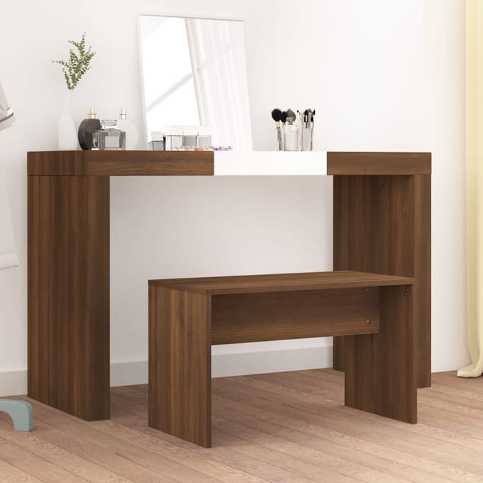 vidaXL - Kaptafelkruk - 70x35x45 - cm - bewerkt - hout - bruin - eikenkleur