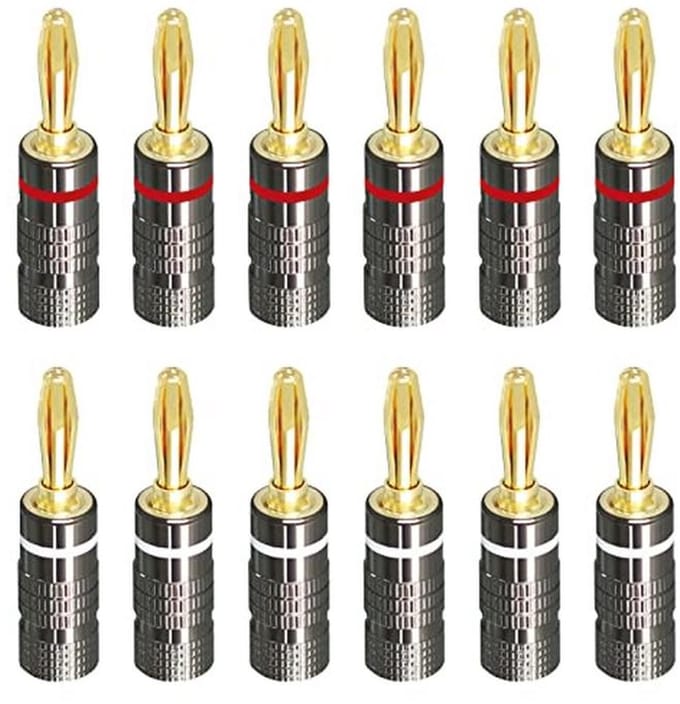 Bananenstekker voor Luidsprekerkabels - 12 Stuks (6 Paar)