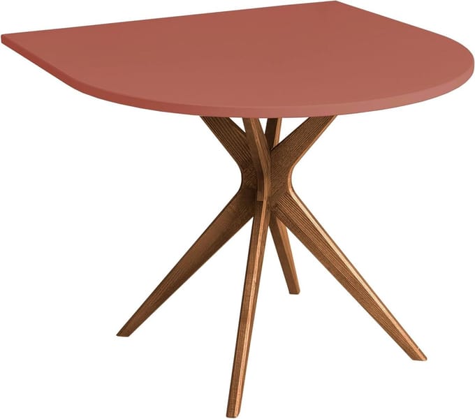 Halfronde Eettafel - Keukentafel - Kleine Ruimtes - Centrale Poot - 80x80cm - Donker Koraal