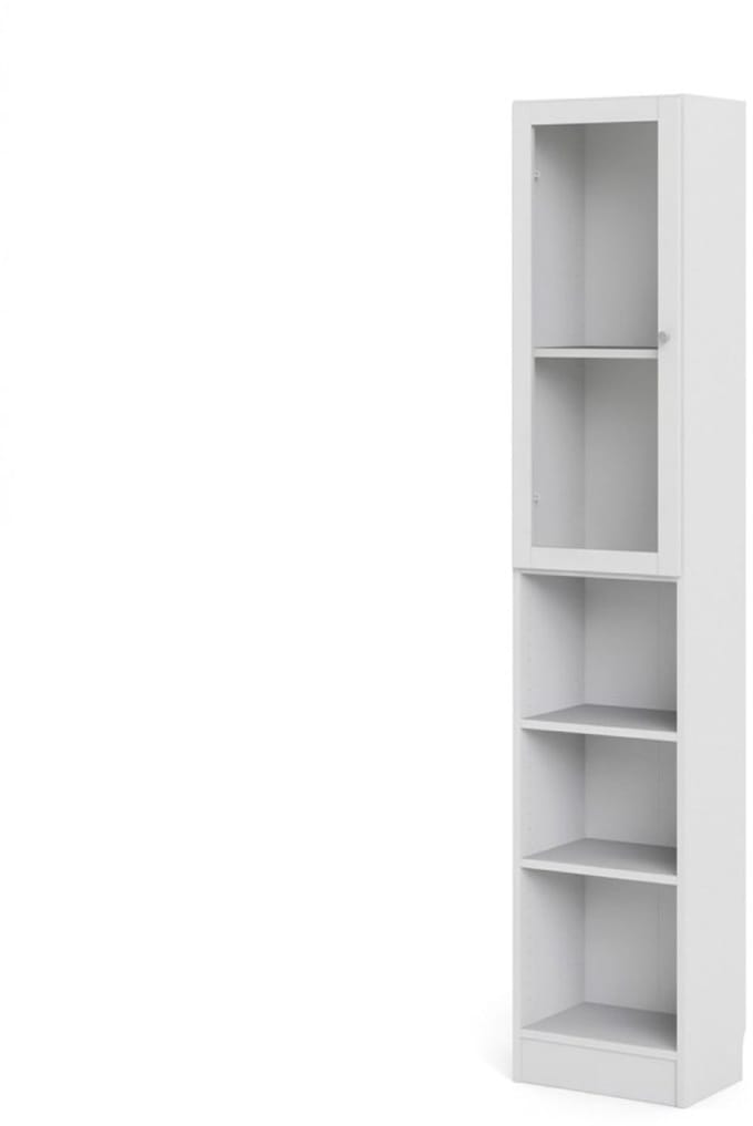 Base wandkast 1 glazen deur en 2 planken wit.