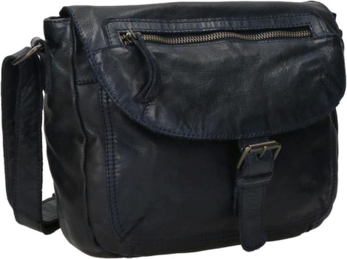 Bear Design Medium Crossbodytas / Schoudertas Dames - Leer - Mattea - Blauw