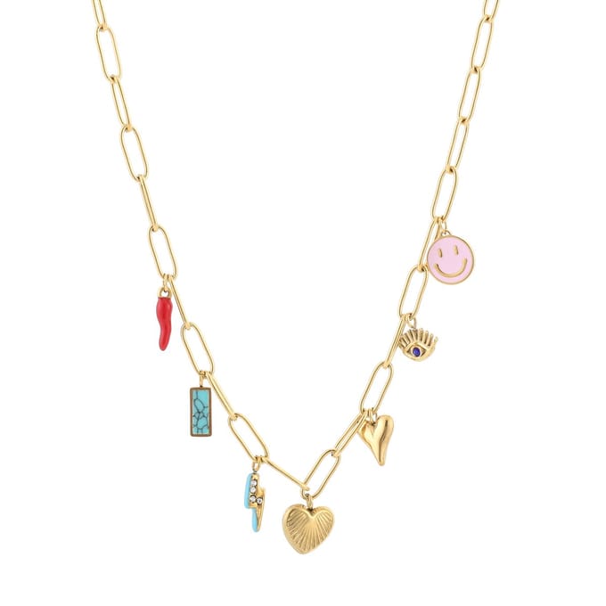 Michelle Bijou - Charms ketting - Bedels - Goud - Stainless steel