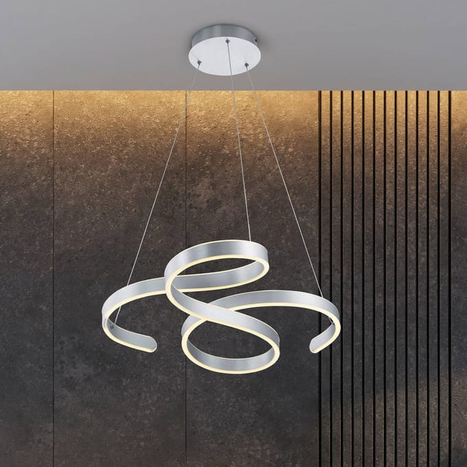 Trio Lighting LED hanglamp Francis, aluminium geborsteld