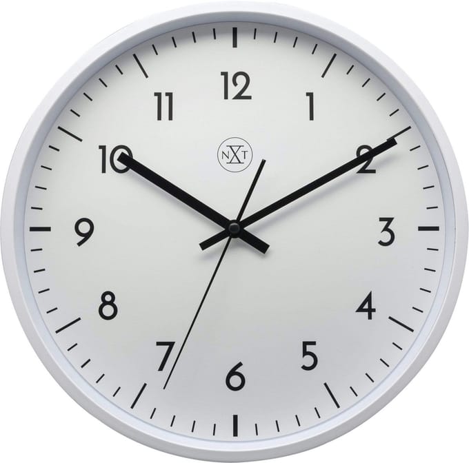 nXt Easy Big – Wandklok – 30 cm – Plastic – Wit – Stil