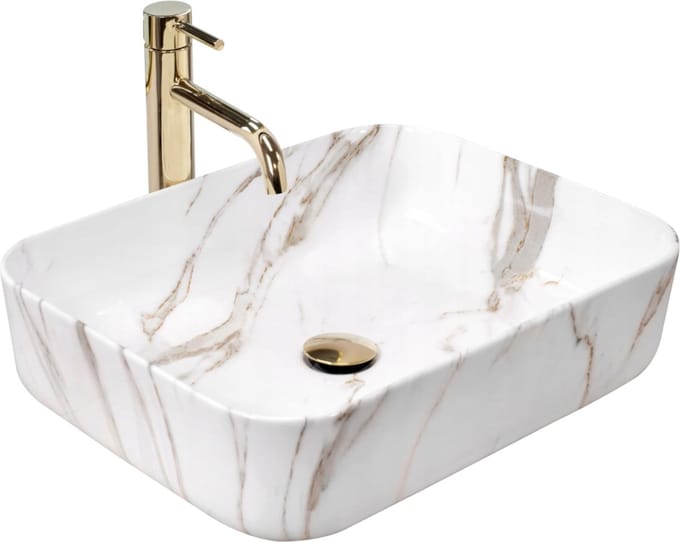 Rea Demi Aiax Shiny Opzetwastafel Steen Imitatie 51x39 cm