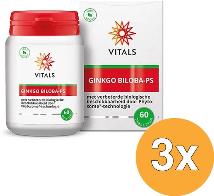 3x Vitals Ginkgo biloba PS 480 mg (60 tabletten)