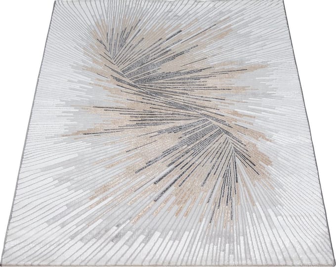 Karpet24 Creation Dynamic - Abstract Vloerkleed met Spiraaldesign in Grijs en Crème-80 x 150 cm