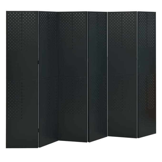 vidaXL - Kamerscherm - met - 6 - panelen - 240x180 - cm - staal - zwart