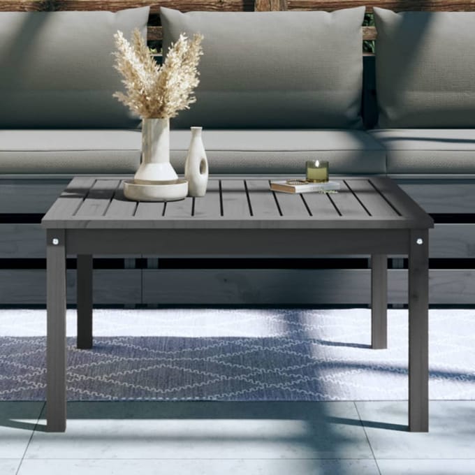 vidaXL - Tuintafel - 82,5x82,5x45 - cm - massief - grenenhout - grijs