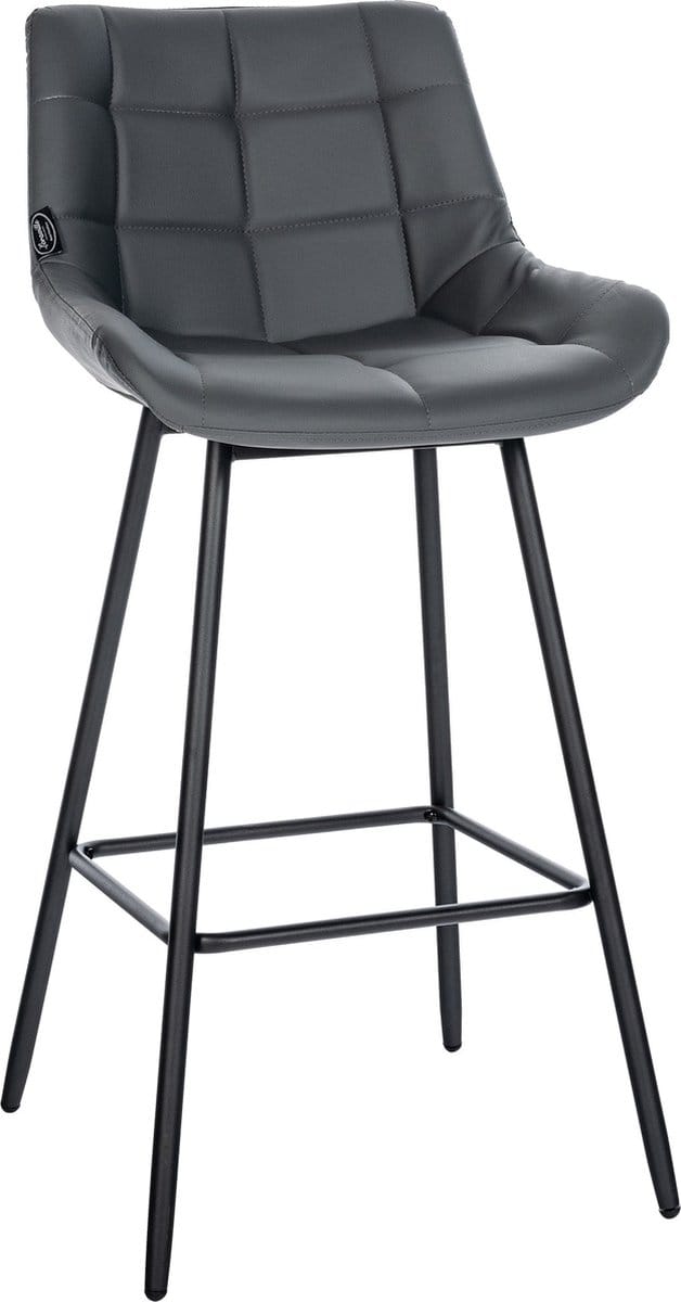 CLP West Barkruk - Met rugleuning - Voetsteun - Metalen frame - zwart/grijs
