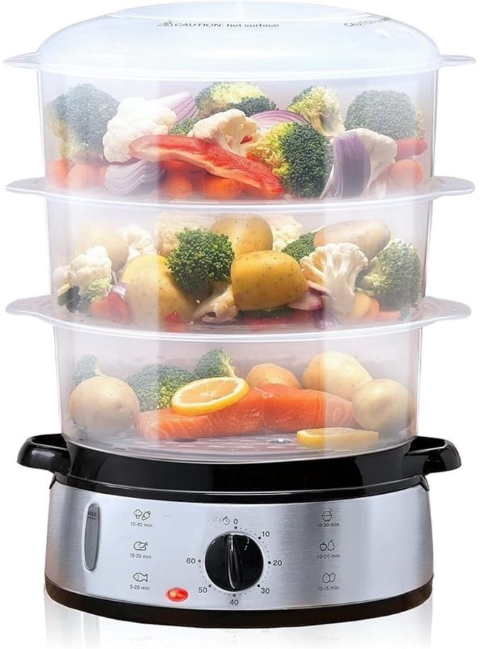 Zyrex® Stoomkoker - Stoomkokers - Stoompan - Grijs - 24cm x 31cm x 43cm