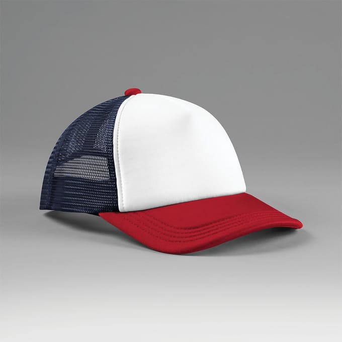 Beechfield Multicolour 5-panel trucker pet B639 - NAVY / RED - One size
